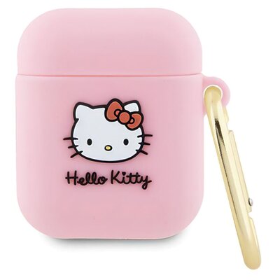 Hello Kitty Etui CG Mobile Silicone 3D Kitty Head do AirPods 1 / 2, różowe