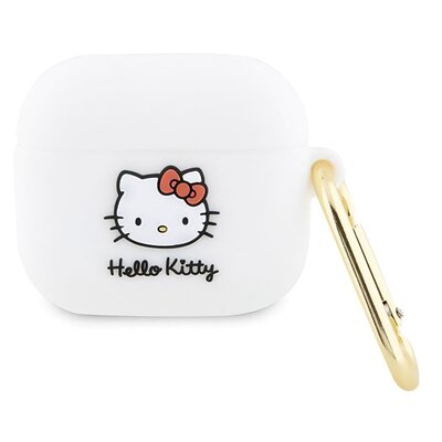 Oryginalne Etui APPLE AIRPODS 3 Hello Kitty Silicone 3D Kitty Head (HKA33DKHSH) białe