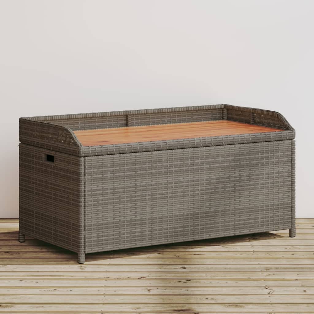Ławka ze schowkiem, szara, 100x50x52 cm, polirattan i akacja Lumarko!