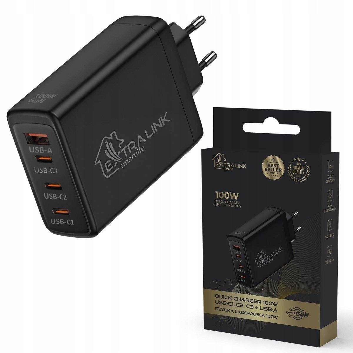 Ładowarka SIECIOWA USB C Smart Life Fast Charger 100W GaN 4 PORTY 4w1