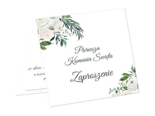 Zaproszenia na komunię białe róże