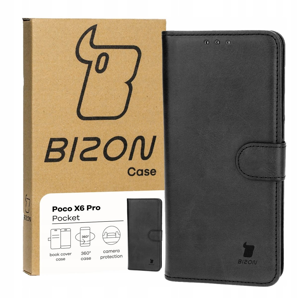 Etui Bizon Case Pocket do Xiaomi Poco X6 Pro 5G, czarne