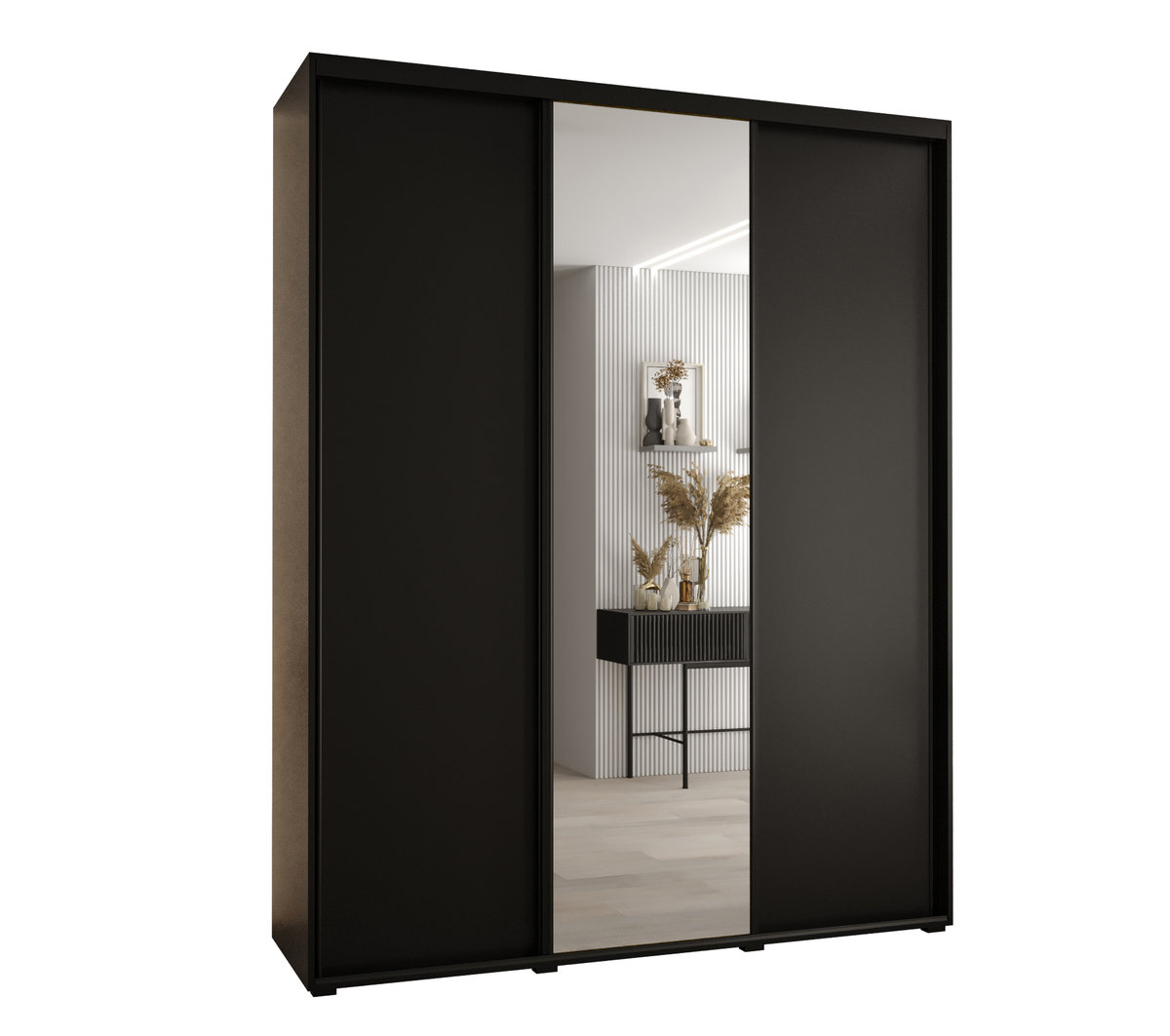 Szafa przesuwna wysoka Davos 3 200 gł. 60 czarny + czarny + czarny