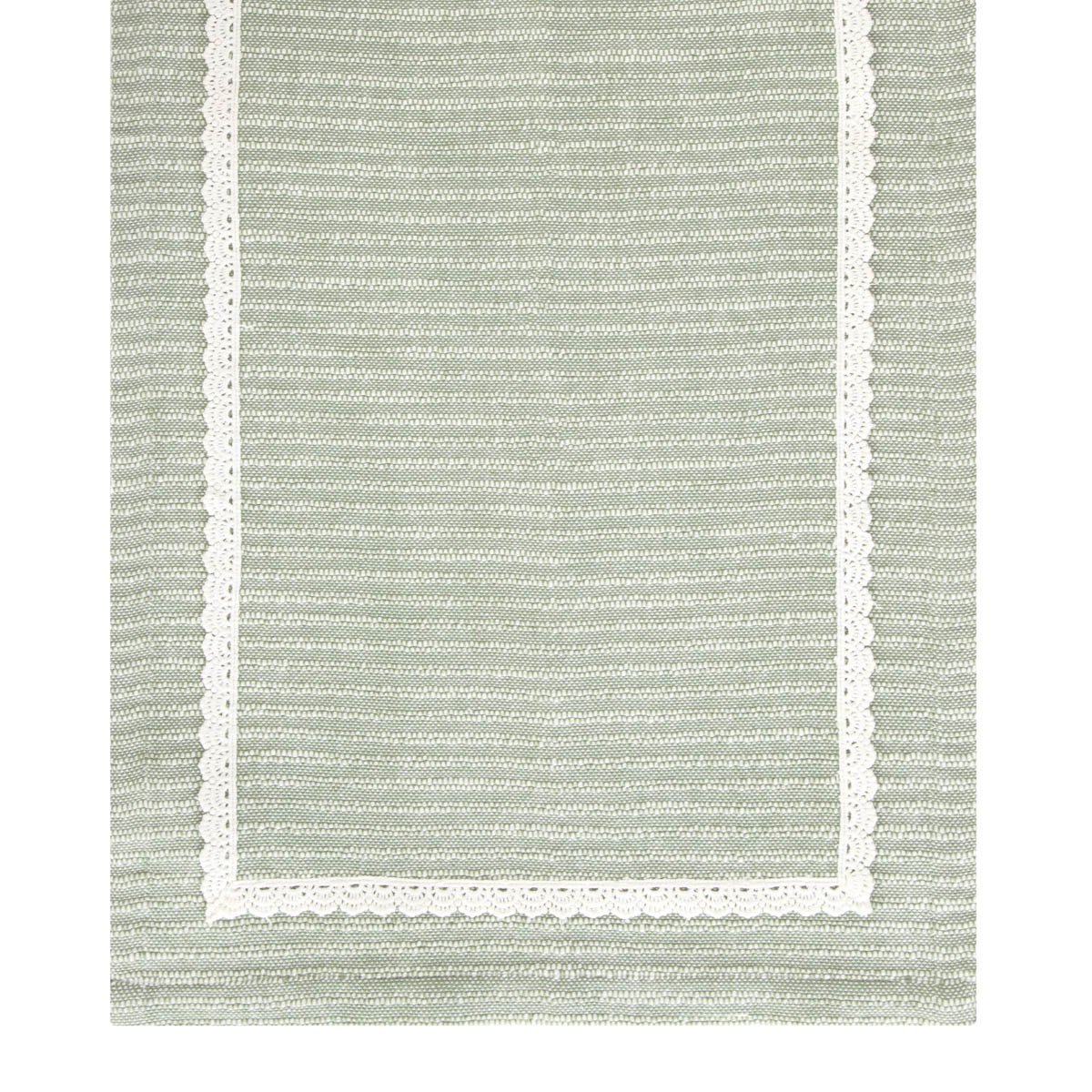 Bieżnik ANIZA bawełniany z koronką 40x160 cm zielony HOMLA