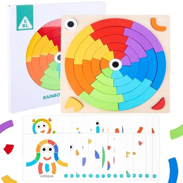 Układanka Drewniana Tęczowe Koło Megadidi