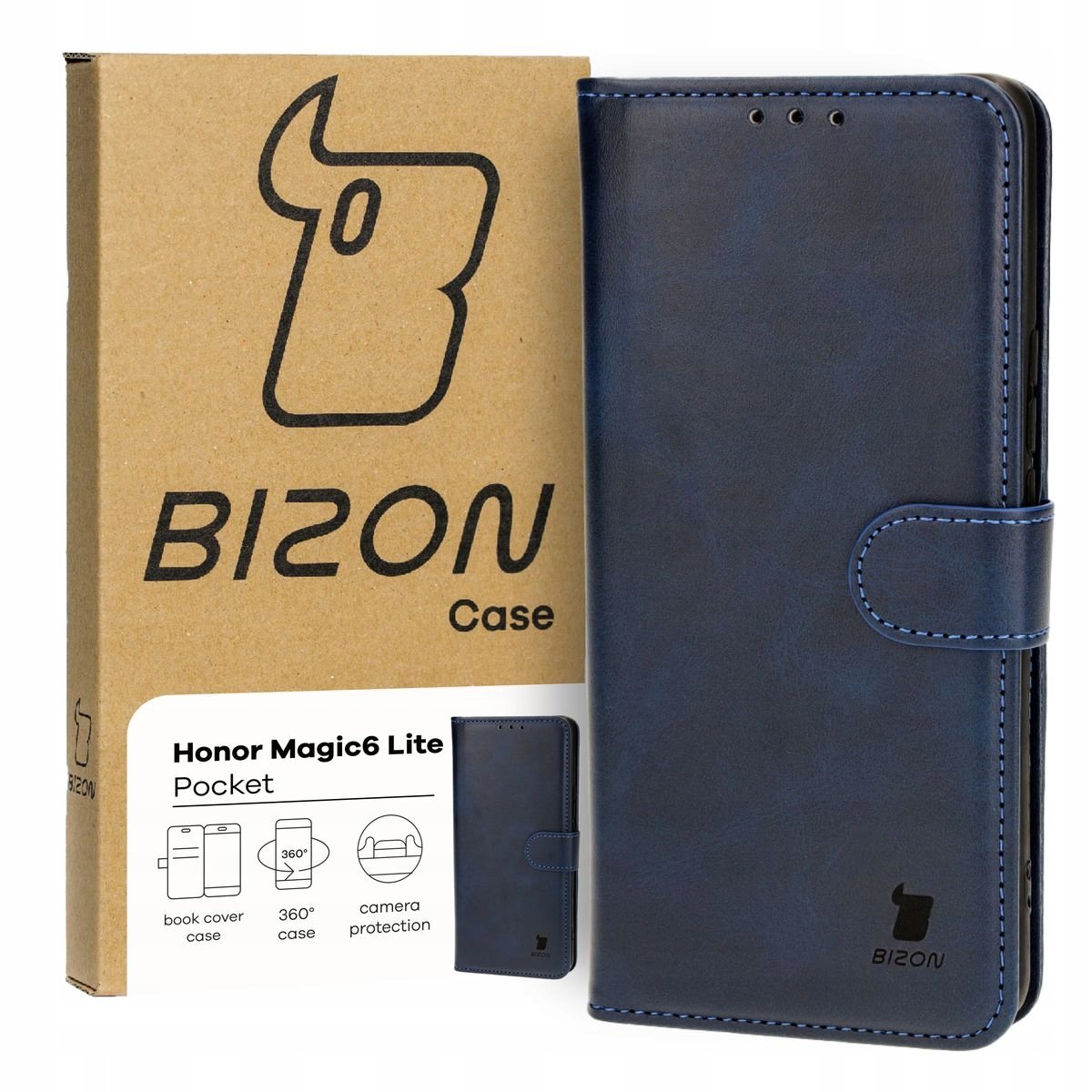 Etui Bizon Case Pocket do Honor Magic6 Lite, granatowe