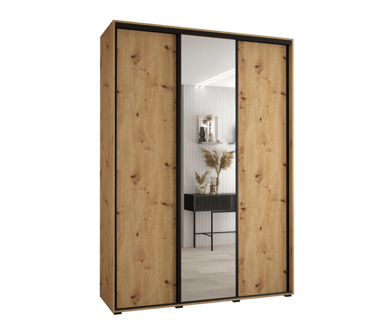 Szafa przesuwna wysoka Davos 3 170 gł. 45 artisan + artisan + czarny