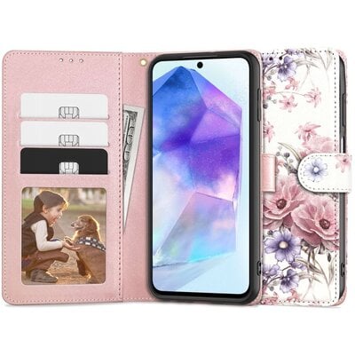 Etui TECH-PROTECT Wallet do Samsung Galaxy A55 5G Kwiaty