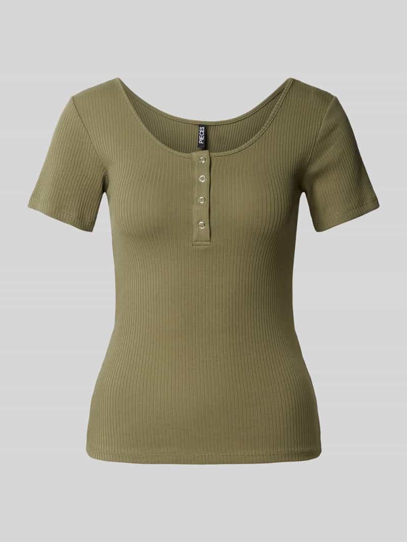 T-shirt z prążkowaną fakturą model ‘Kitte’