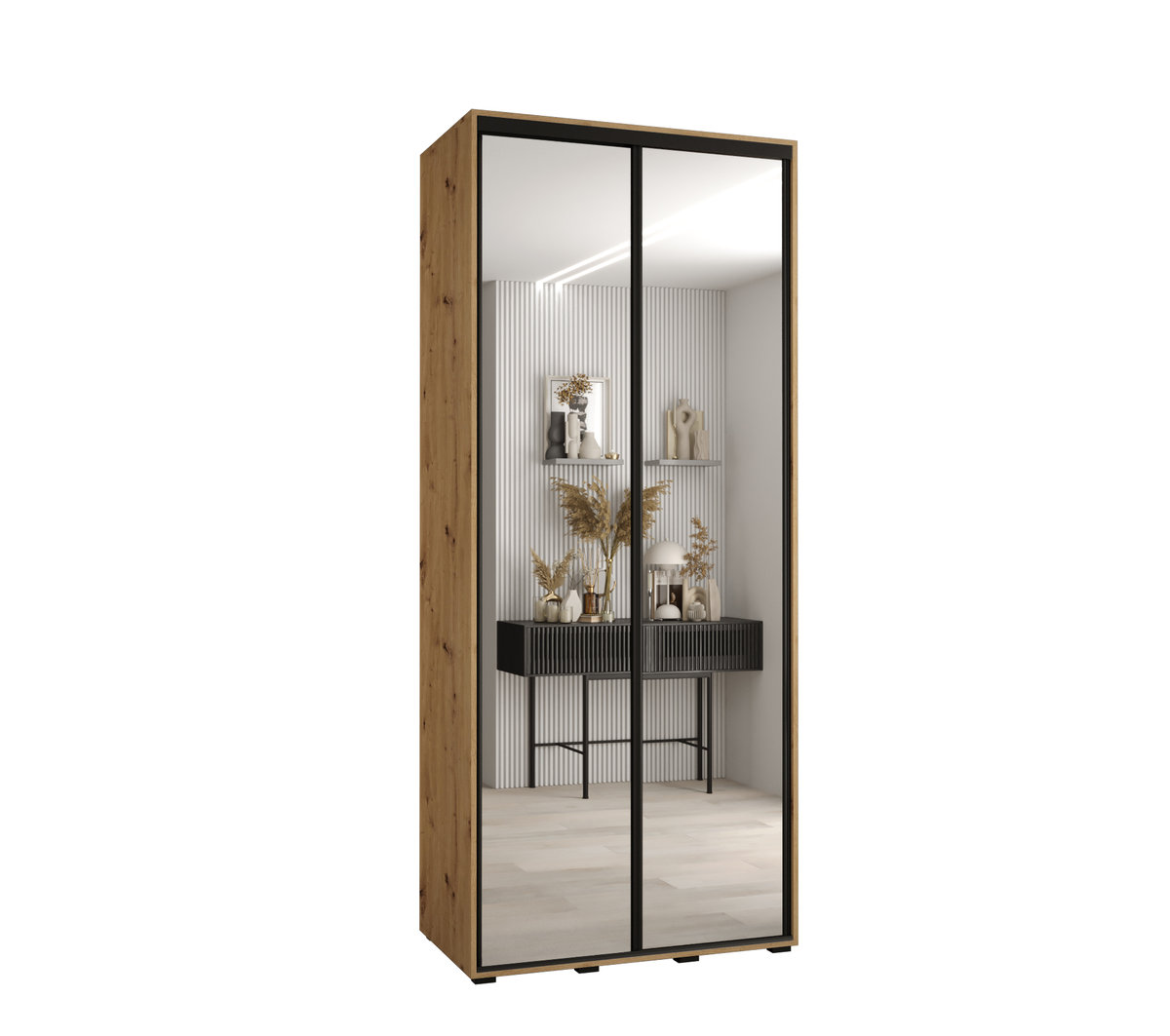 Szafa przesuwna wysoka Davos 2 100 gł. 60 artisan + artisan + czarny