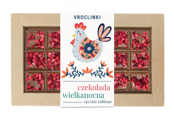 Wielkanocna czekolada z malinami 80g (różne wzory do wyboru)