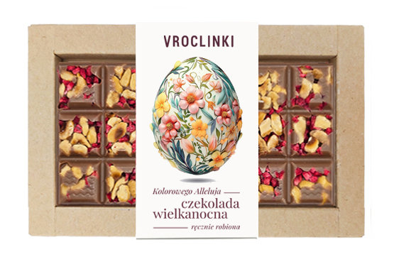 Wielkanocna czekolada z malinami i orzechami 80g (różne wzory do wyboru)