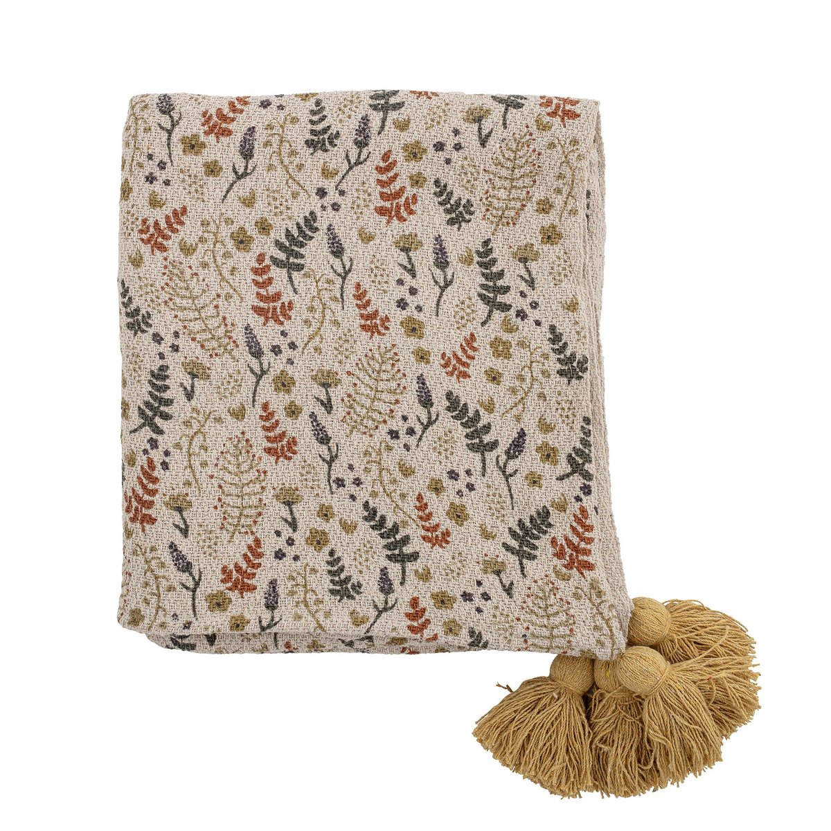 Bloomingville Koc bawełniany Filipa Throw Yellow Recycled Cotton