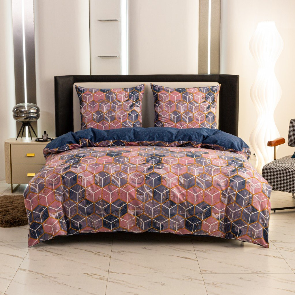 Cotton World Pościel bawełniana 160x200 3cz QM2736 Heksagon