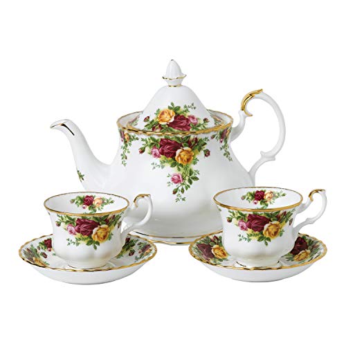 Royal Albert Old Country Roses 40034978 herbata dla dwóch 5-częściowy zestaw biały, drobne kości chińskie, 1,25 litra, wielokolorowy, Multi