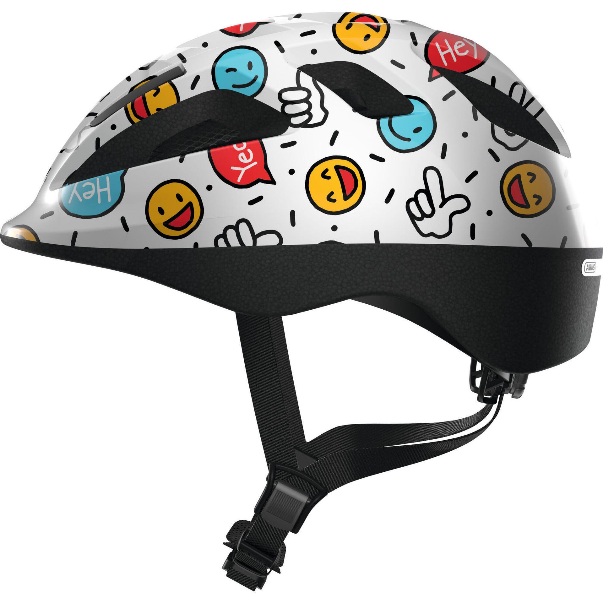 Abus Smooty 2.0 Kask rowerowy Dzieci, white smiley M | 50-55cm 2020 Kaski dla dzieci 81853