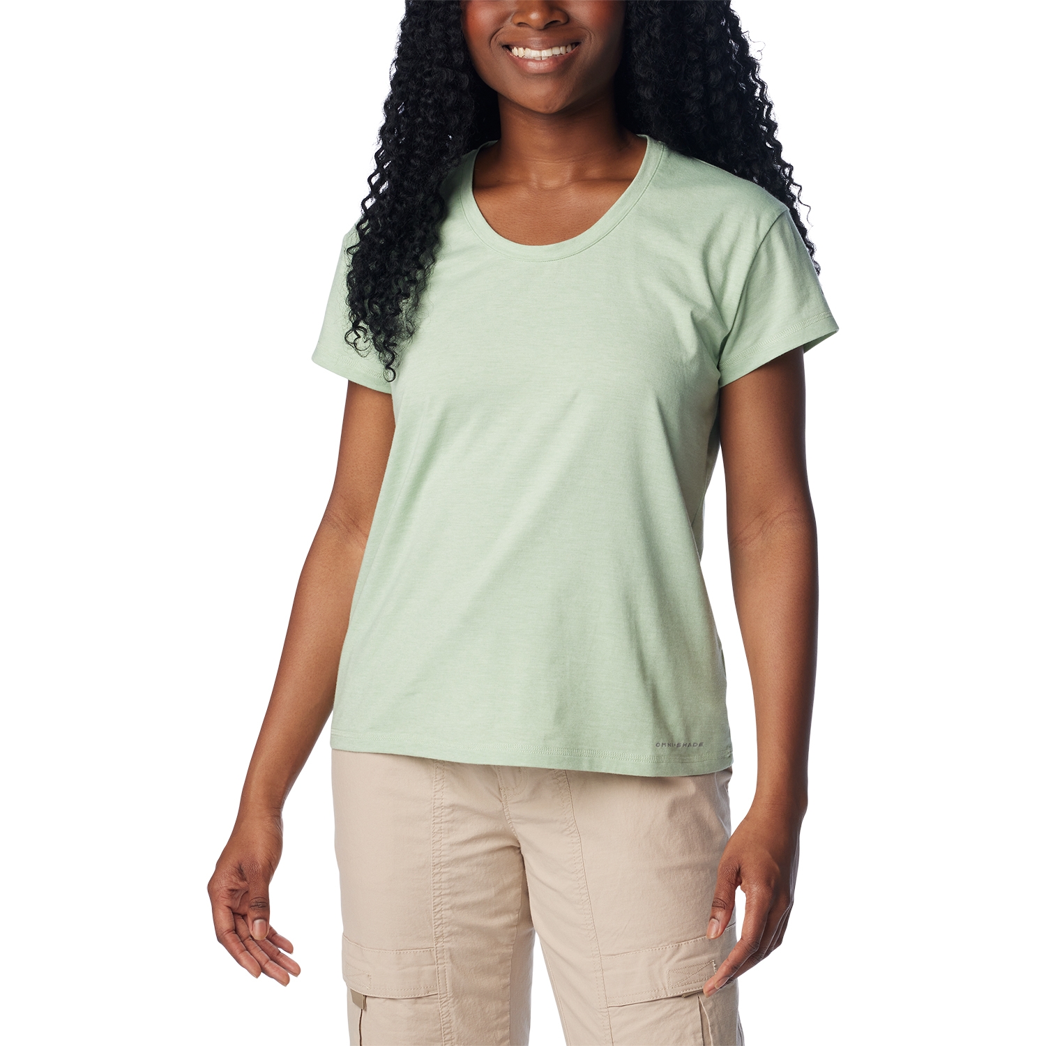 Koszulka damska Columbia Sun Trek Short Sleeve Tee sage leaf heather - XS