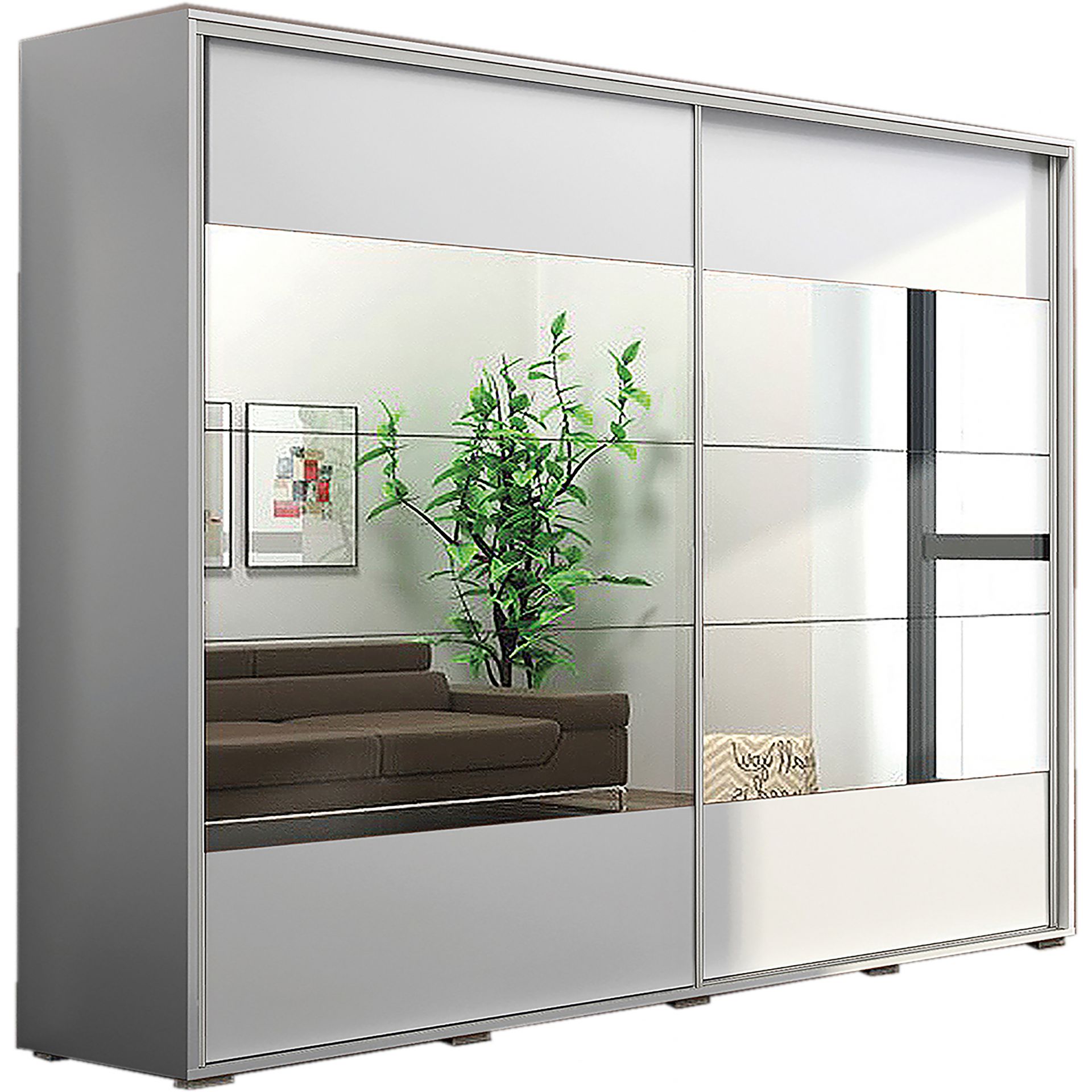 Szafa Przesuwna 230 z Lustrem A17 Skąpski Meble Craft Złoty, Biały, 245 cm