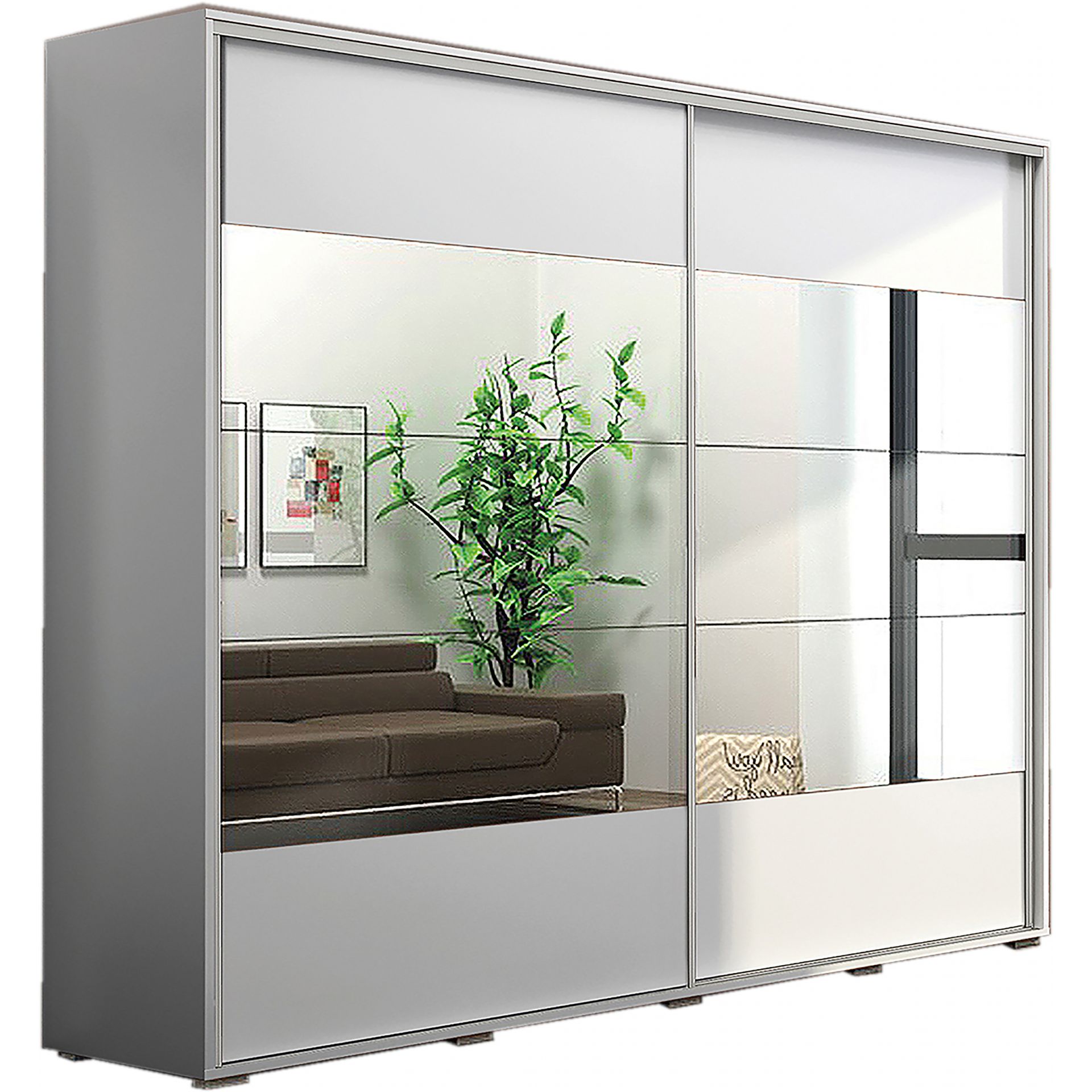 Szafa Przesuwna 200 z Lustrem A17 Skąpski Meble Biały, Craft Złoty, 245 cm