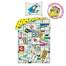 Halantex Pościel bawełniana 140x200 Monopoly seledynowa + worek bawełniany poszewka 70x90 Kids 12