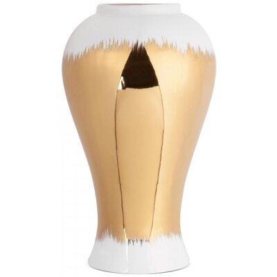 Wazon EUROFIRANY Tala 03 27 x 47 cm Biało-złoty