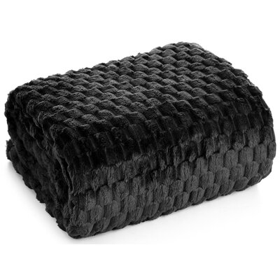 ﻿Koc FLANO z efektem 3D czarny 170x210 miękki kocyk