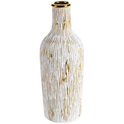 Wazon Ceramiczny Anisa 12X12X33 Biały + Złoty