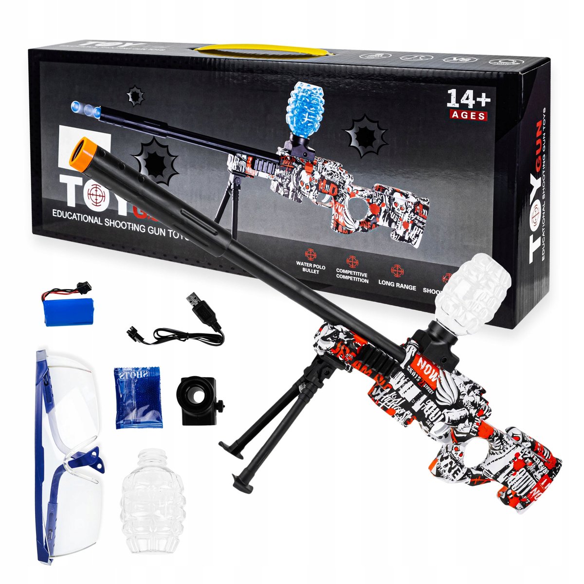 Pistolet Karabin Snajperski Automatyczny Duży Elektryczny Na Kulki Żelowe