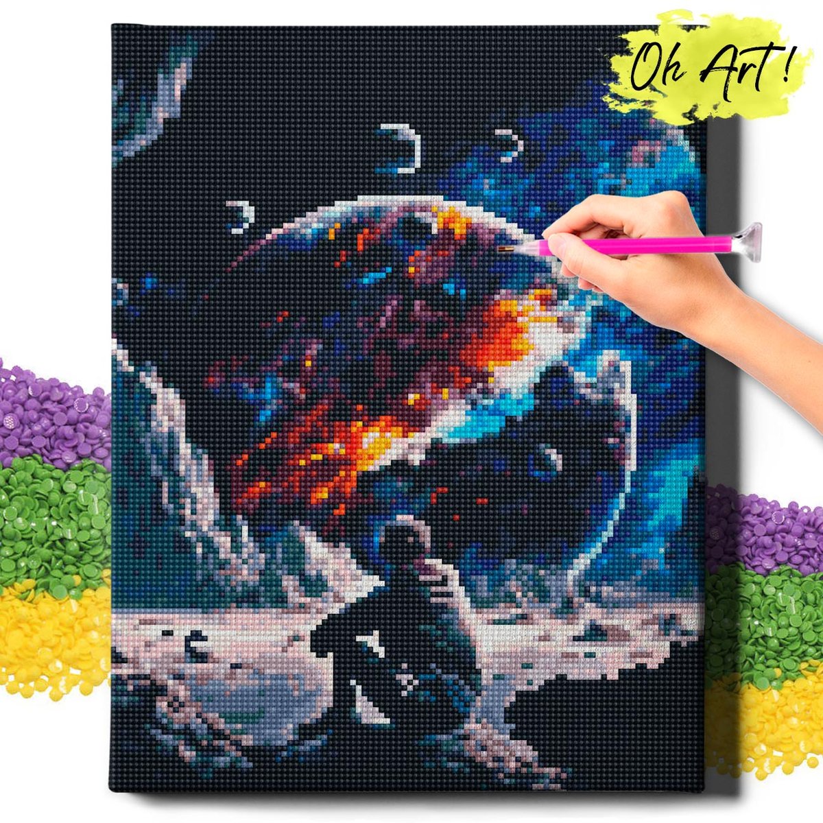 Diamond Painting 5D Z Ramą Astronauta na księżycu Haft Diamentowy 30X40 Mozaika Kosmos Oh Art!