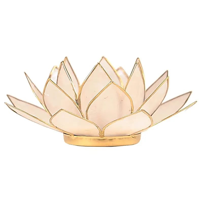Świecznik tealight podgrzewacz kwiat lotosu naturalne złoto 13,5 cm