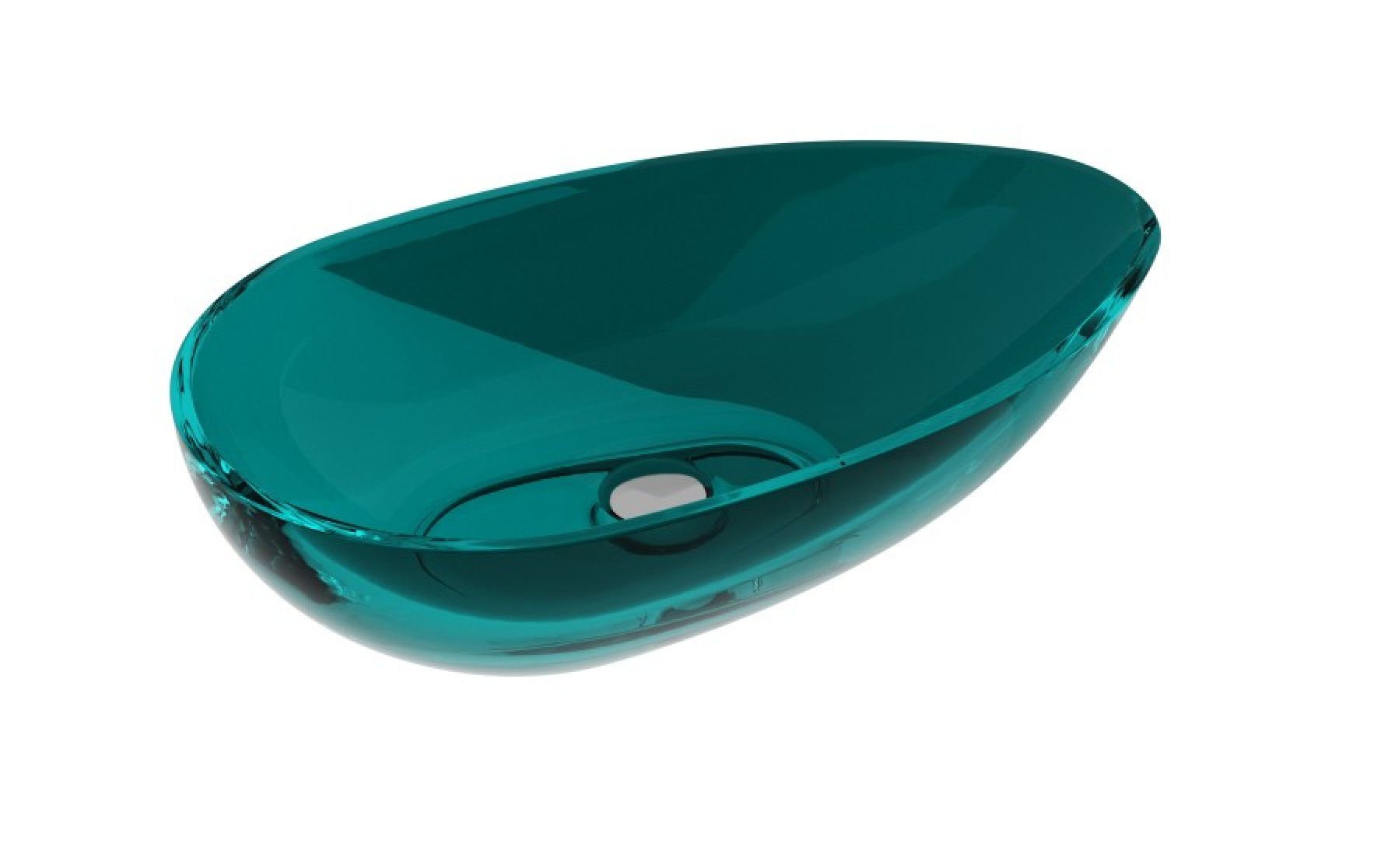 Umywalka nablatowa Besco Neya 60x35 cm owalna zielona z maskownicą chrom połysk UMN-60-OBC