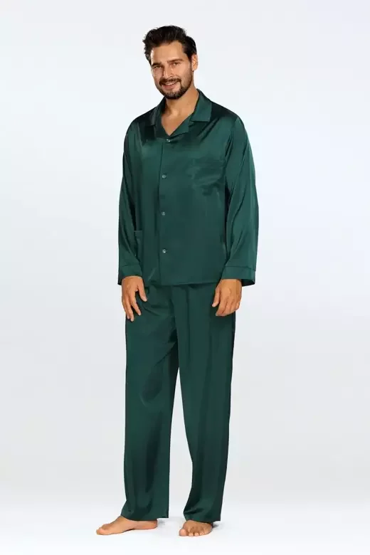 Męska satynowa piżama Lukas zielona XL
