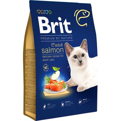 BRIT Premium By Nature Adult Cat Salmon 8kg + niespodzianka dla kota GRATIS!