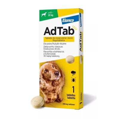 AdTab Tabletki na Kleszcze Pchły 450mg 11-22kg