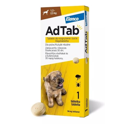 Elanco AdTab Dog 56,25mg (1,3-2,5kg) 1 tabletka