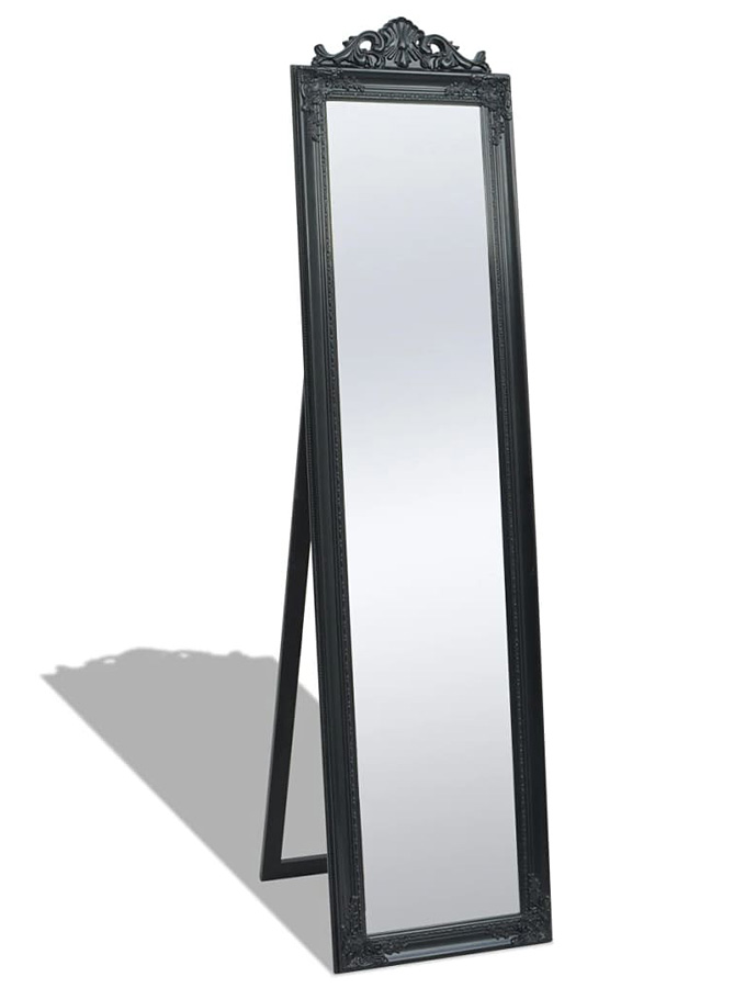 Czarne Wolnostojące Lustro W Stylu Barokowym C4-F38
