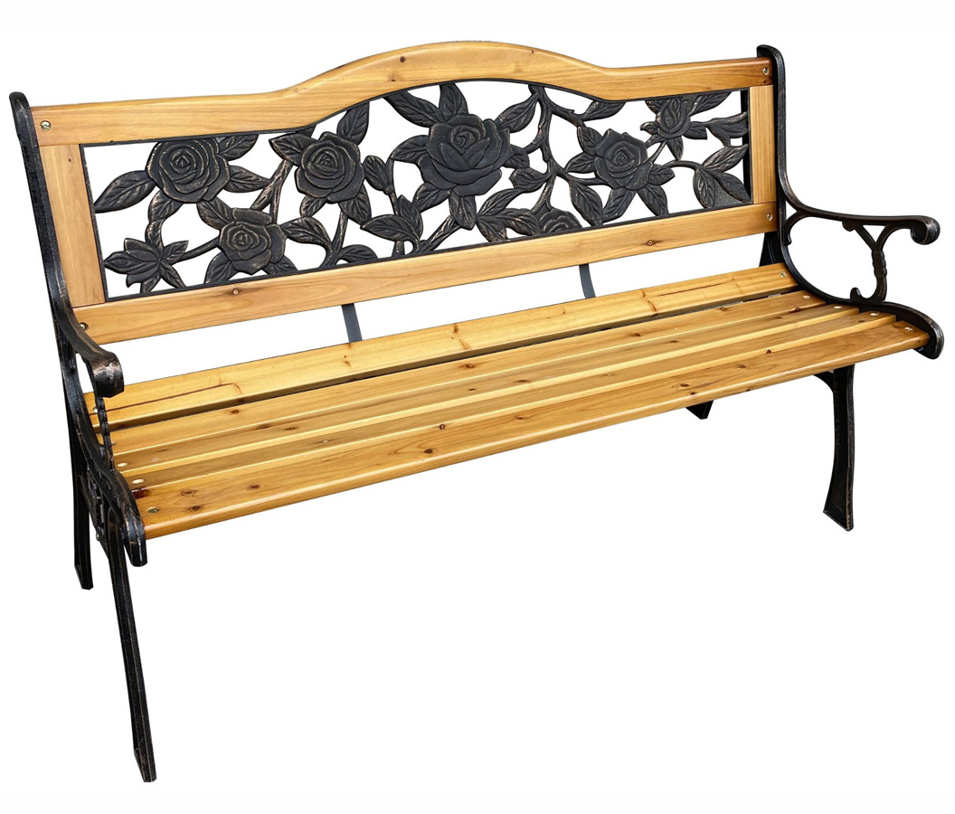 Drewniana ławka ogrodowa z oparciem i podłokietnikami - Ohmo 3X