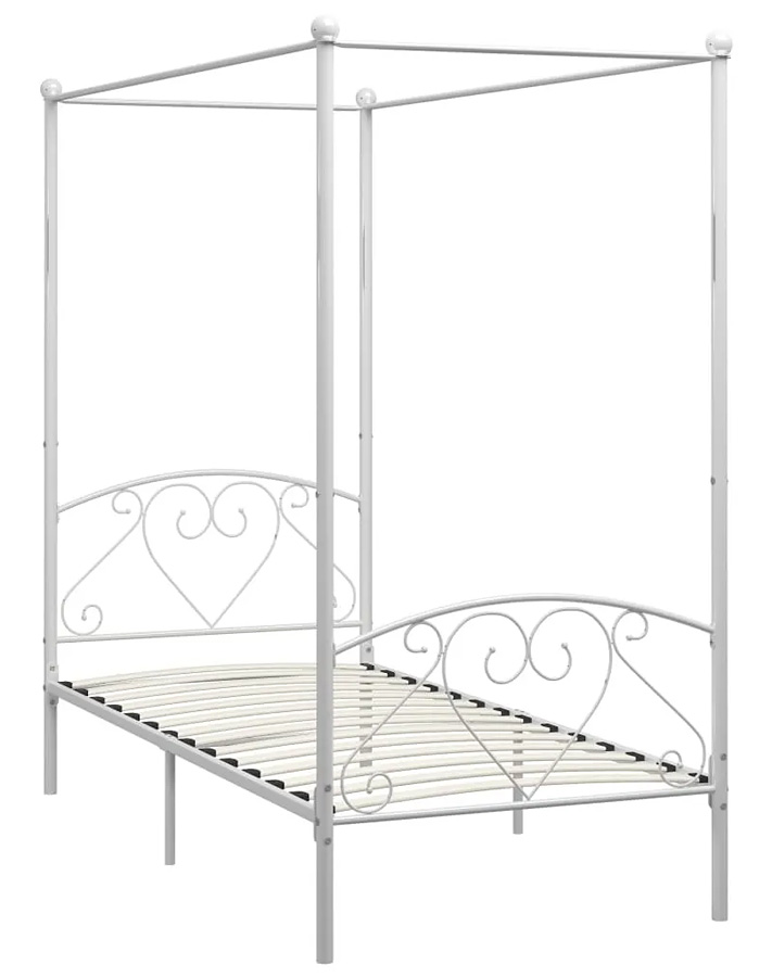 Białe metalowe łóżko z baldachimem 100x200 cm Gres