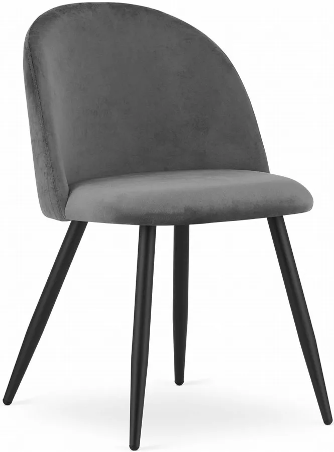 Ciemnoszare welurowe krzesło do stołu R3-N31