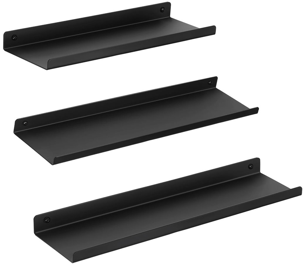 Komplet 3 czarnych metalowych półek - Polma