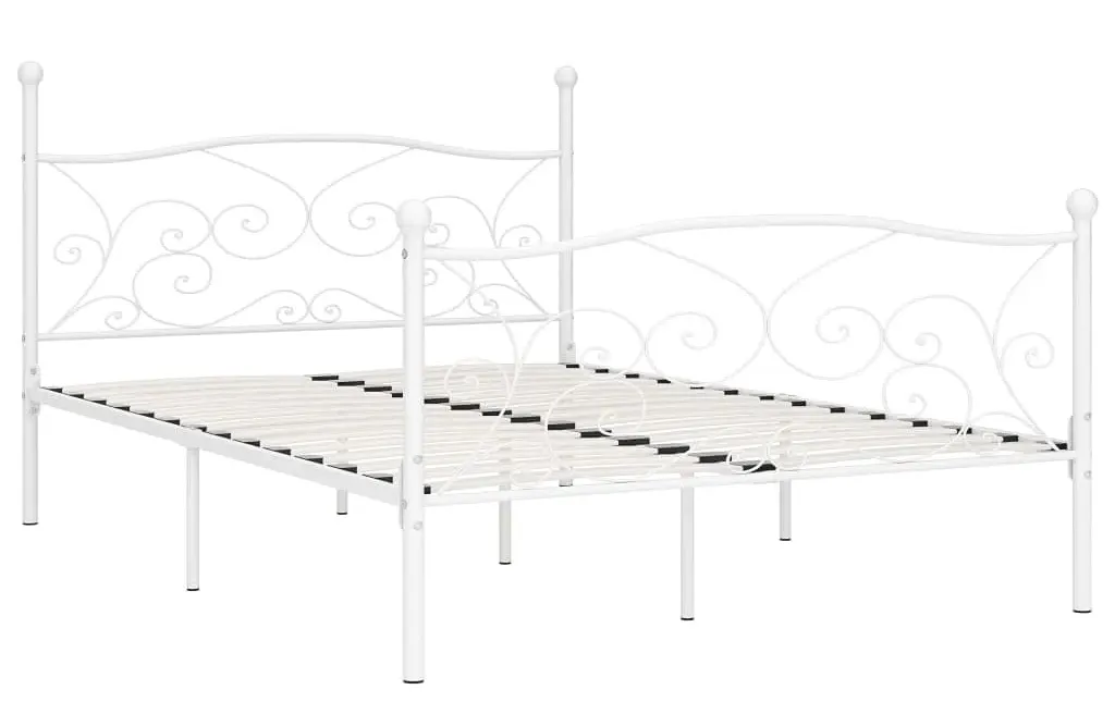 Białe rustykalne łóżko małżeńskie 160x200 cm R0-S95