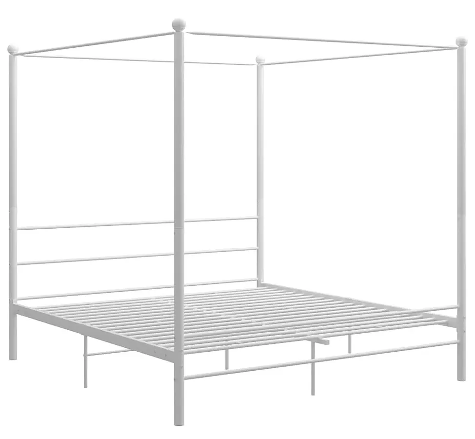 Białe metalowe łóżko małżeńskie 180x200 cm N6-T02