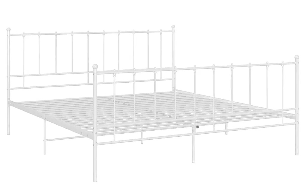 Białe metalowe łózko małżeńskie 200x200 cm R4-S63