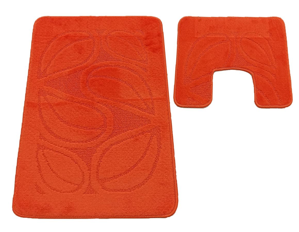 Nowoczesny jasnopomarańczowy komplet dywaników do łazienki K0-L55