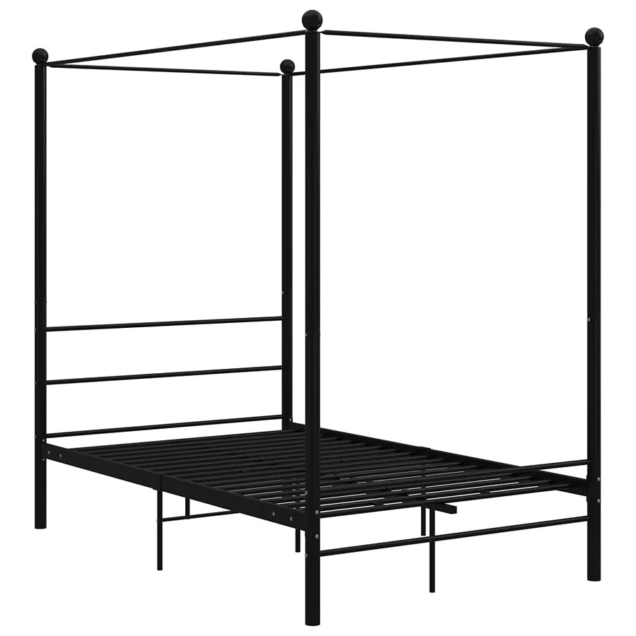 Czarne łóżko z baldachimem z metalu 120x200 cm T3-S22