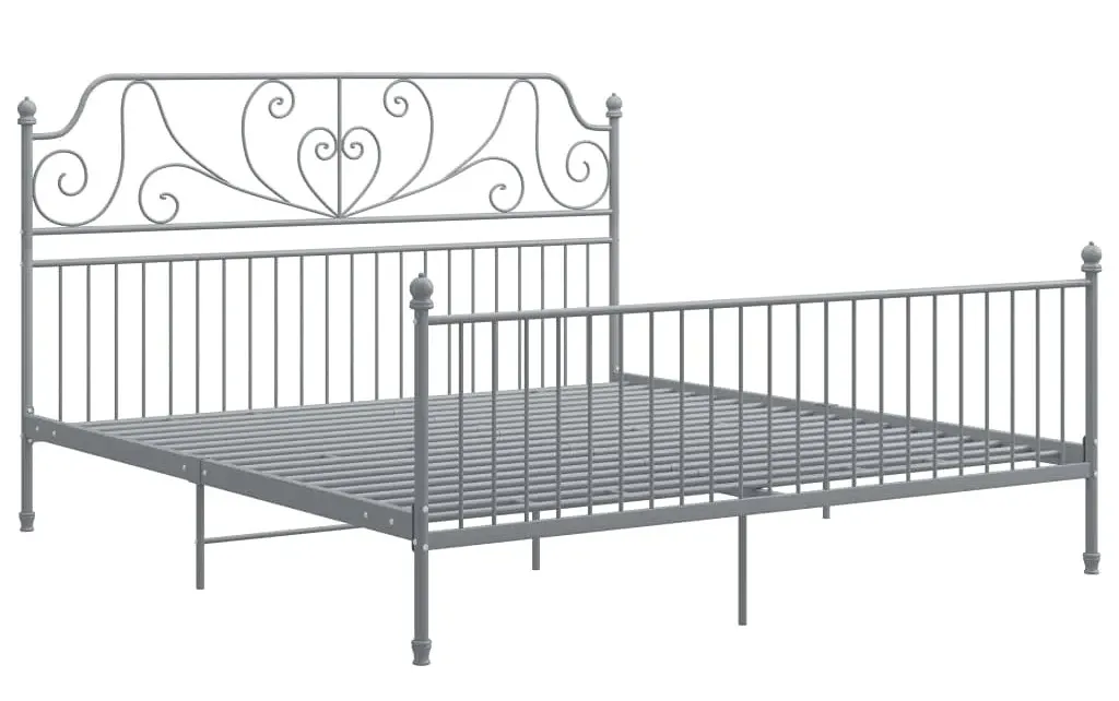 Szare metalowe łózko z zagłówkiem 180x200 cm H1-E45