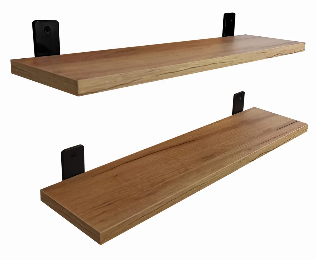 Zestaw dwóch półek ściennych loft dąb craft złoty 50 cm P2-P83
