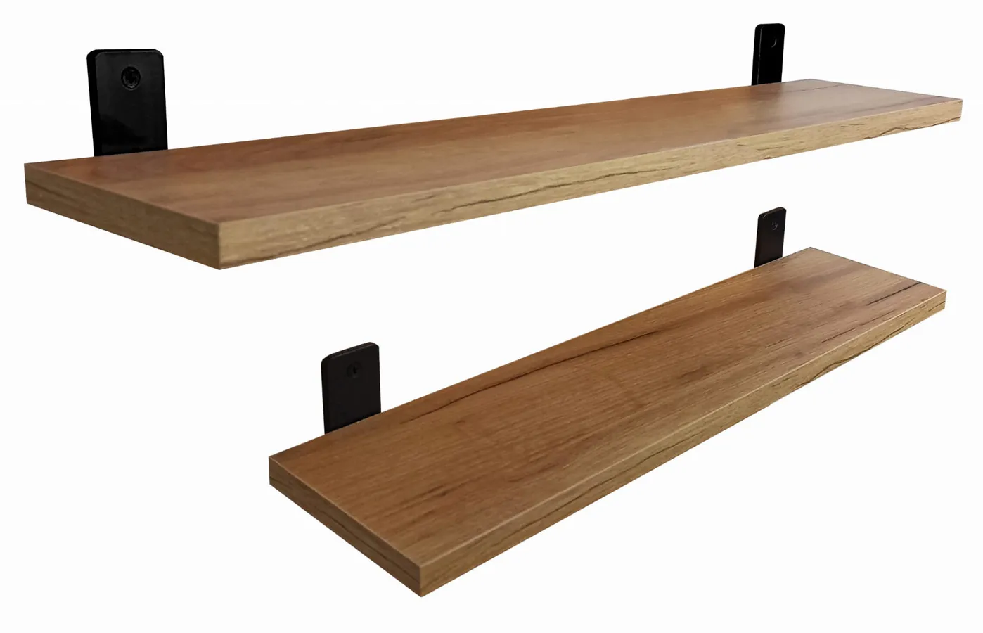 Industrialny zestaw 2 półek ściennych dąb craft złoty C7-T95