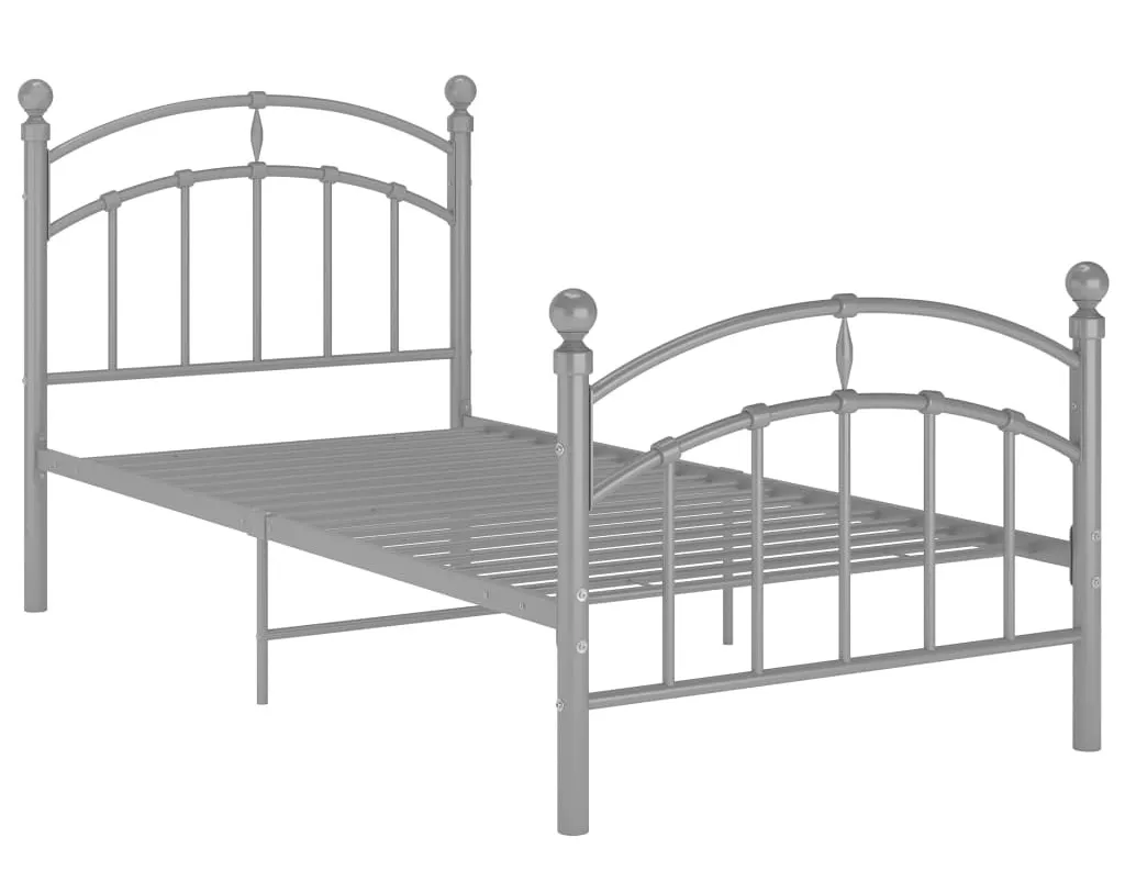 Szare metalowe łóżko z zagłówkiem 100x200 cm M6-W33