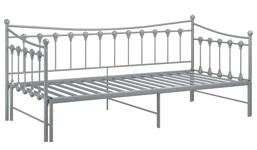 Szare rozkładane łóżko metalowe 90x200 cm H1-N77